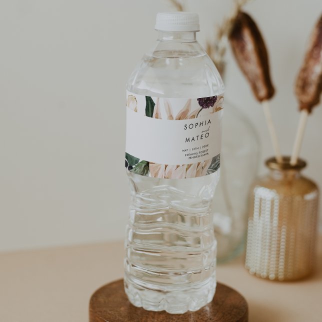 White Floral  Water Bottle Label (Creator Uploaded)
