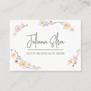 White Floral Watercolor Business Card