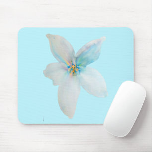 White floral watercolor flower pastel mouse pad