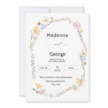 White Floral Watercolor Wedding Invitation