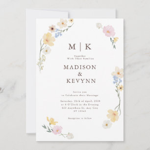  White Floral Watercolor  Wedding Invitation
