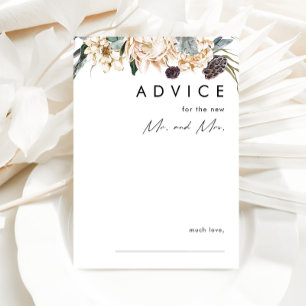 White Floral Wedding Advice Card