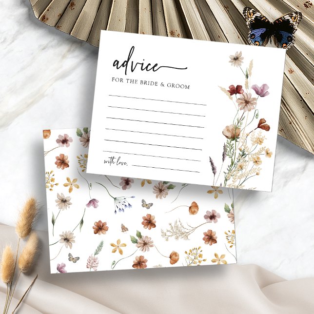 White Floral Wedding Advice Card (White Boho Floral Wedding Advice Card by Painted Paperie
)