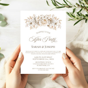 White Floral Wedding After Party Invitation