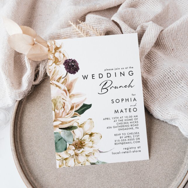 White Floral Wedding Brunch Invitation (Creator Uploaded)