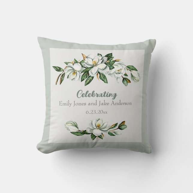 White Floral Wedding  Cushion (Front)