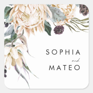 White Floral Wedding Envelope Seals