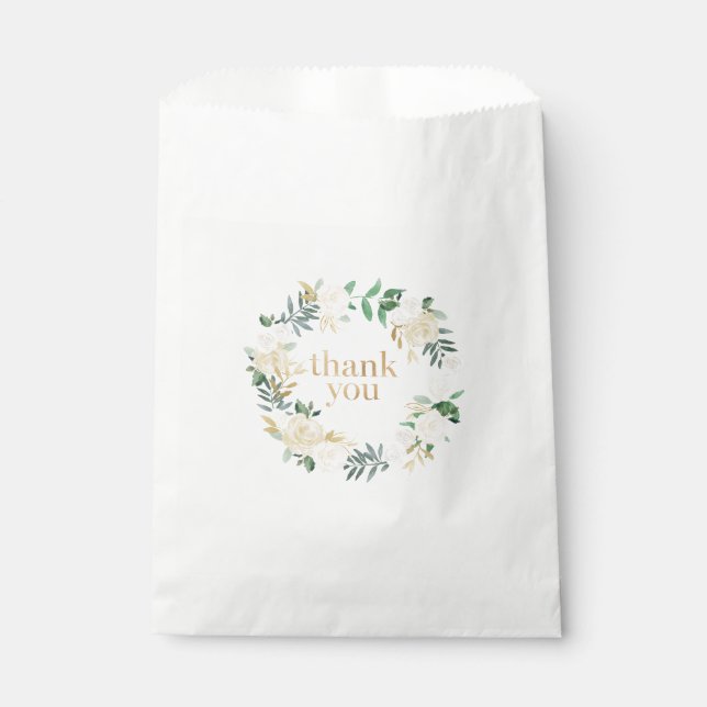 White Floral Wedding Favor Paper Bags (Front)