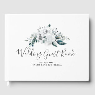 White Floral Wedding Guest Book