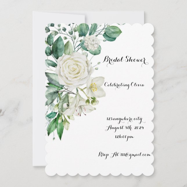 White floral wedding invitation  (Front)