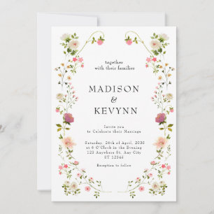  White Floral Wedding Invitation