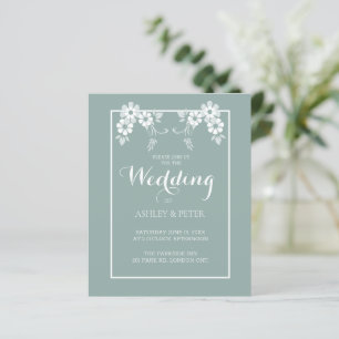 White Floral Wedding Invitation