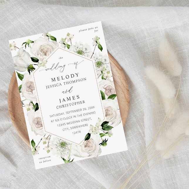White Floral Wedding Invitation (Creator Uploaded)