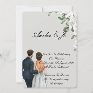 white floral wedding invitation