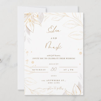 White floral wedding invitation