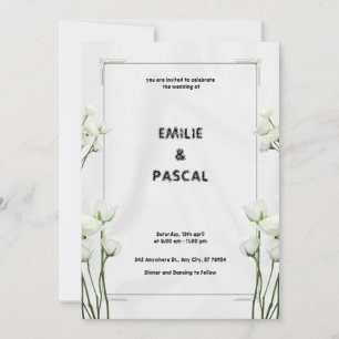 White Floral Wedding Invitation Card