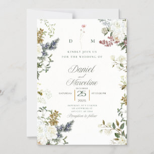 White Floral Wedding Invitation – Save the Date 