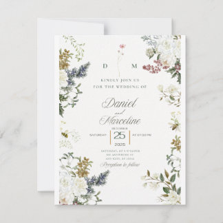 White Floral Wedding Invitation – save the date