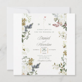 White Floral Wedding Invitation – Save the Date 
