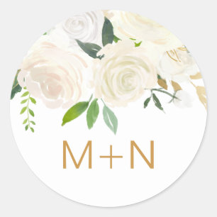 White floral wedding monogram envelope seal