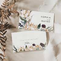 White Floral Wedding Place Card
