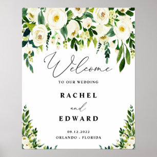 White Floral Wedding Poster