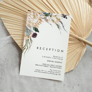 White Floral Wedding Reception Card