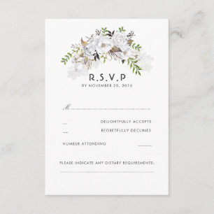 White Floral Wedding RSVP Card