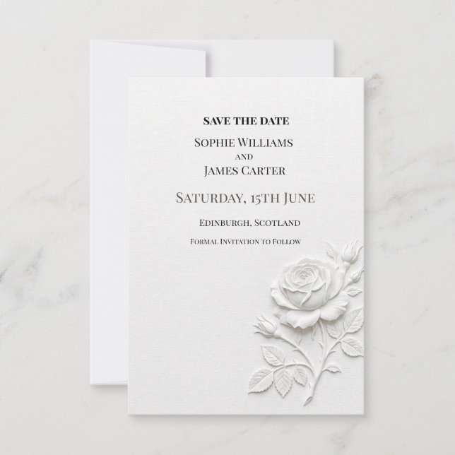 White Floral Wedding Save The Date (Front)
