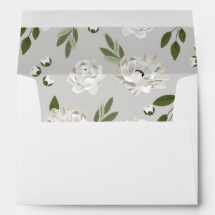 White Floral Wedding Sprigs Invitation Envelope