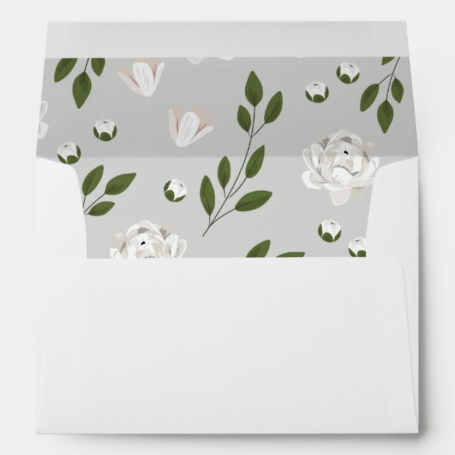 White Floral Wedding Sprigs Invitation Envelope (Back (Bottom))