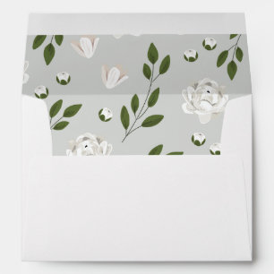 White Floral Wedding Sprigs Invitation Envelope