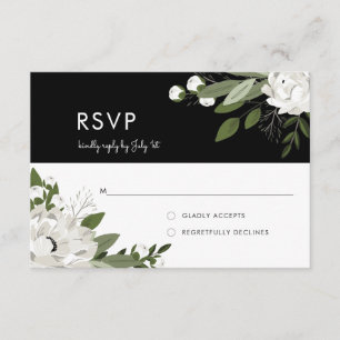 White Floral Wedding Sprigs - RSVP Card