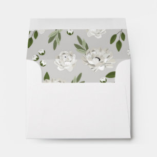 White Floral Wedding Sprigs RSVP Envelope
