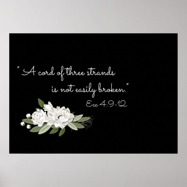 White floral wedding sprigs verse poster (Front)