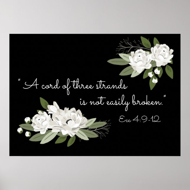 White floral wedding sprigs verse poster (Front)