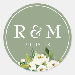 white floral wedding sticker