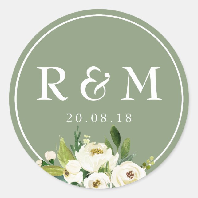 white floral wedding sticker (Front)