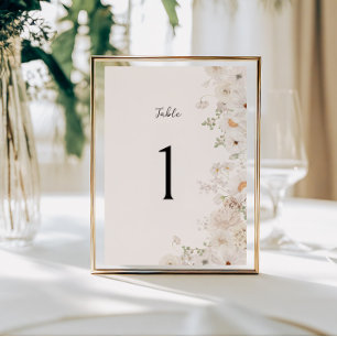 White Floral Wedding Table Number