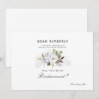 White Floral Will You Be My Bridesmaid