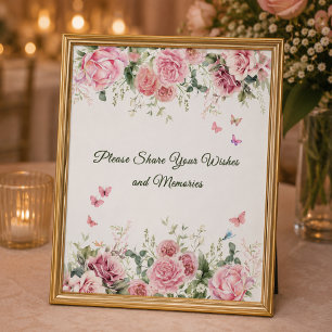 White Floral Wishes and Memories Sign