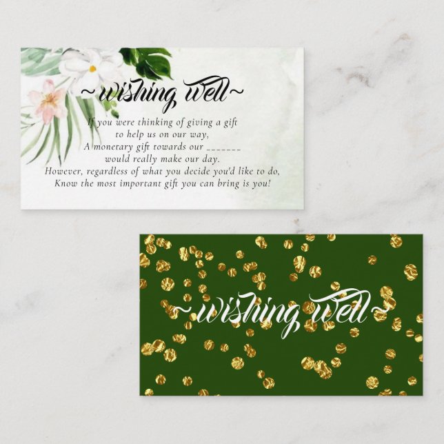 White Floral Wishing Well for Wedding Enclosure Card (Front/Back)