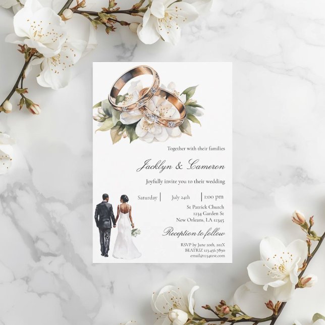 White Floral with ring Wedding Invitation (Creator Uploaded)