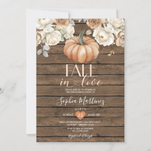 White Floral Wood Fall In Love Engagement Party Invitation