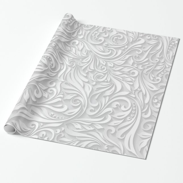White Floral Wrapping Paper (Unrolled)