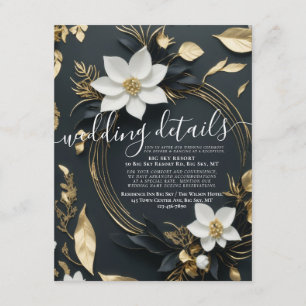White Floral Wreath Wedding Wedding Details Photo Enclosure Card