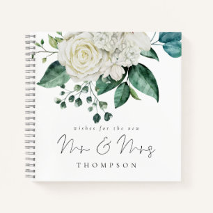 White Florals Eucalyptus Mr Mrs Guest Book