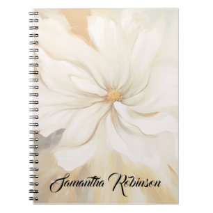 White flower abstract painting. Notebook