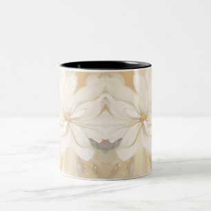 White flower abstract painting. Two-Tone Coffee Mug