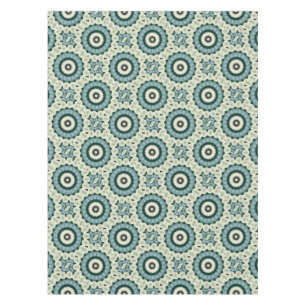 White Flower and Cerulean Blue Mandala Tablecloth